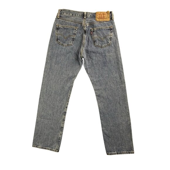 Levis 501 Jeans Mens 30x30 Blue Denim Button Fly Grunge Faded Straight Pants Y2K - Picture 2 of 16